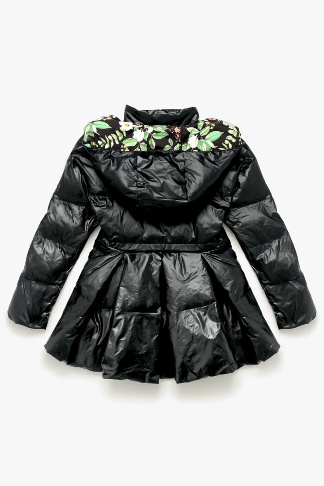 Pearl Peplum Puffer Jacket - Black - Mack & Harvie