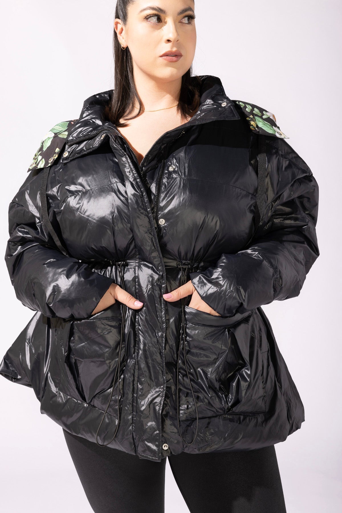 Pearl Peplum Puffer Jacket - Black - Mack & Harvie