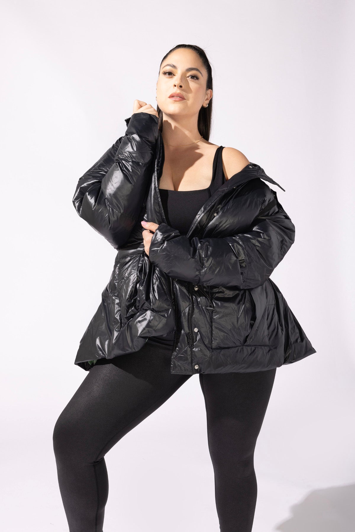 Pearl Peplum Puffer Jacket - Black - Mack & Harvie