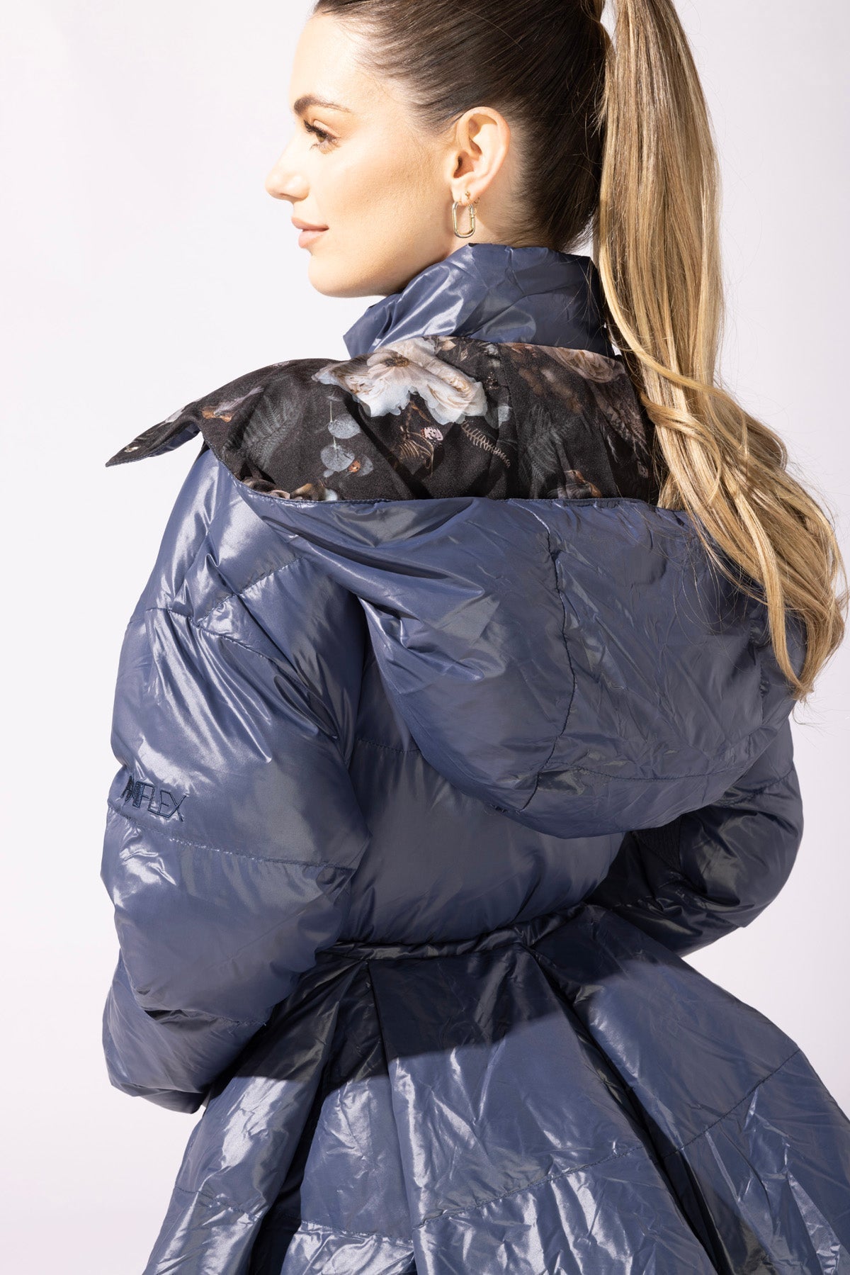 Pearl Peplum Puffer Jacket - Navy - Mack & Harvie