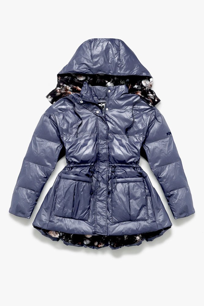 Pearl Peplum Puffer Jacket - Navy - Mack & Harvie