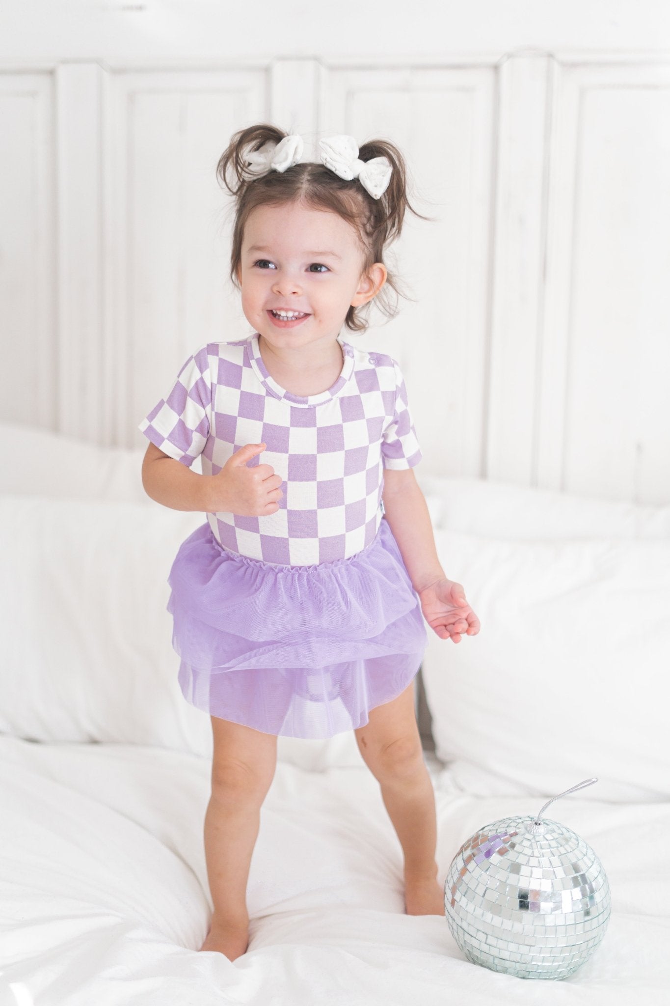 PERIWINKLE CHECKERS DREAM TUTU BODYSUIT DRESS - Mack & Harvie