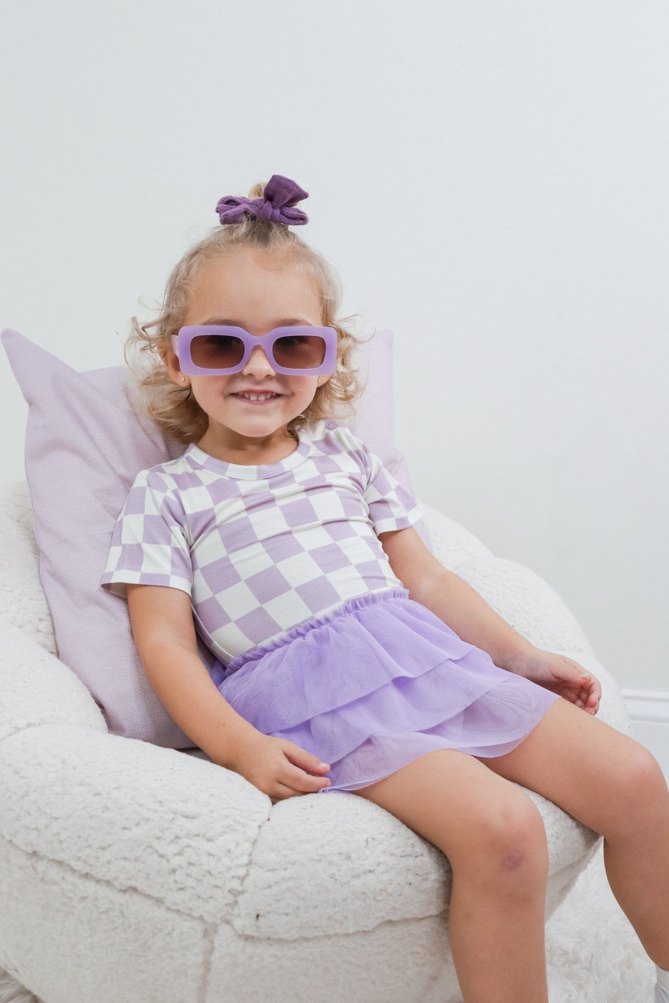 PERIWINKLE CHECKERS DREAM TUTU BODYSUIT DRESS - Mack & Harvie