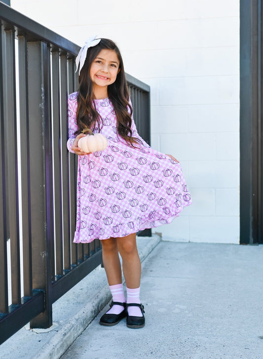 PINK HARVEST CHECKS DREAM RUFFLE DRESS - Mack & Harvie