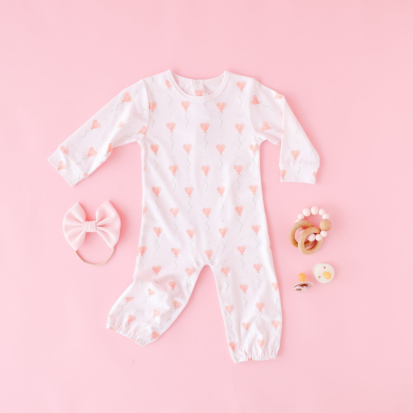 Pink Heart Balloon Romper - Mack & Harvie