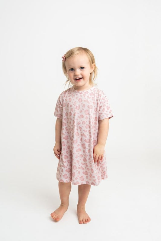 Pink Leopard Toddler T - shirt Dress - Mack & Harvie