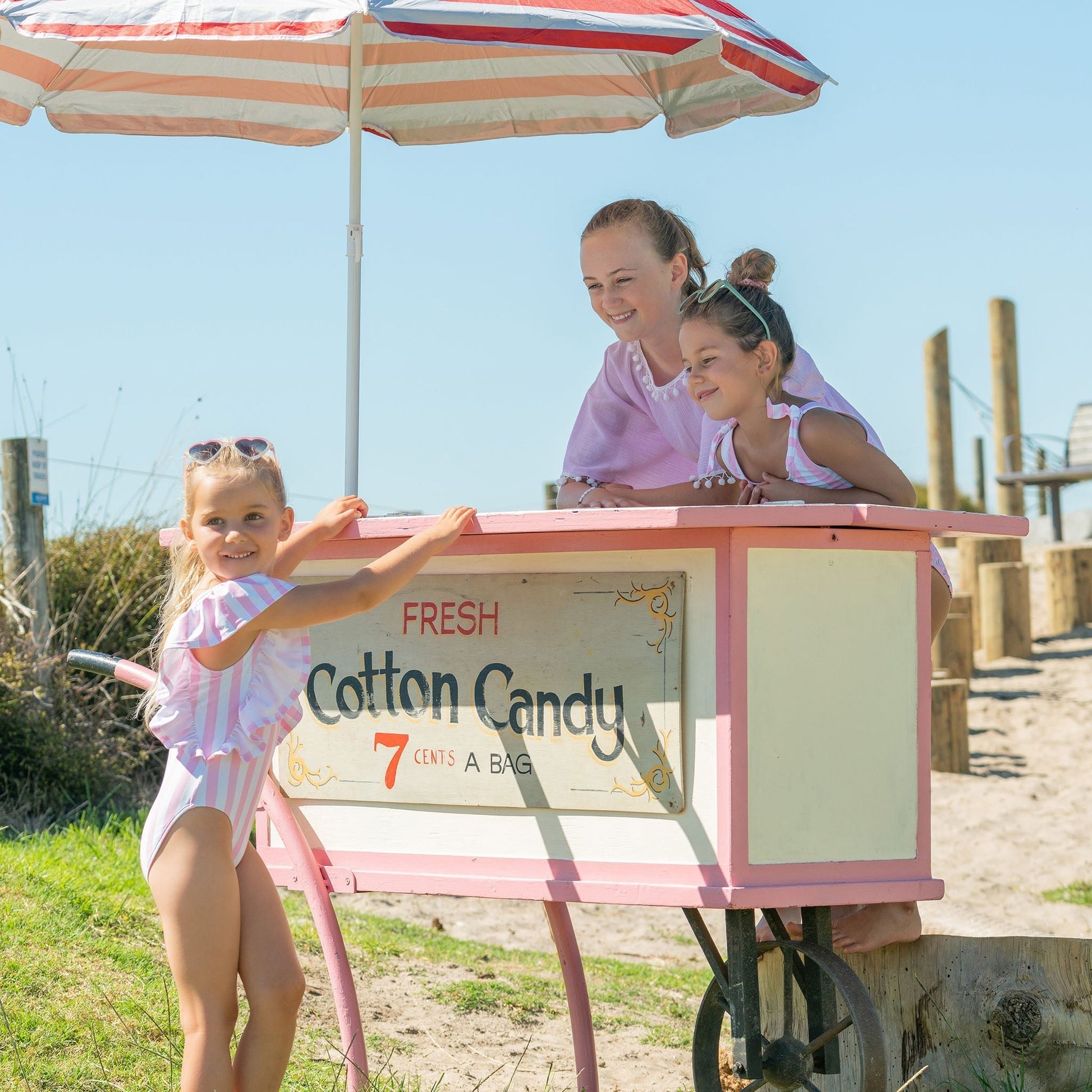 Pink Stripe Wide Frill Swimsuit - Mack & Harvie