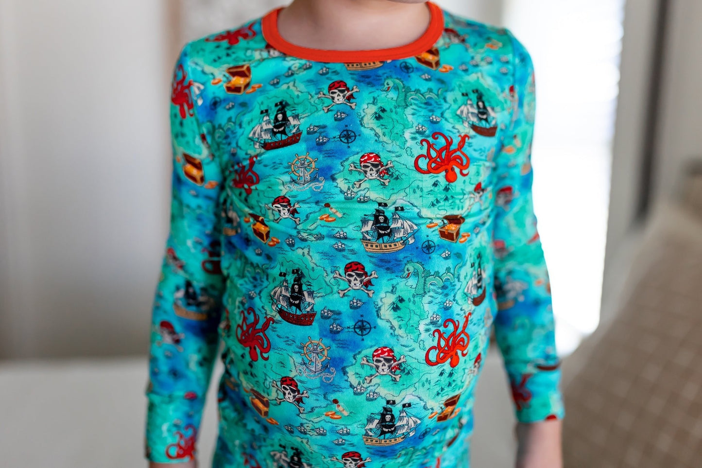 Pirate High Seas Treasure Map Long Sleeve Pajama Set (18M - 12Y) - Mack & Harvie