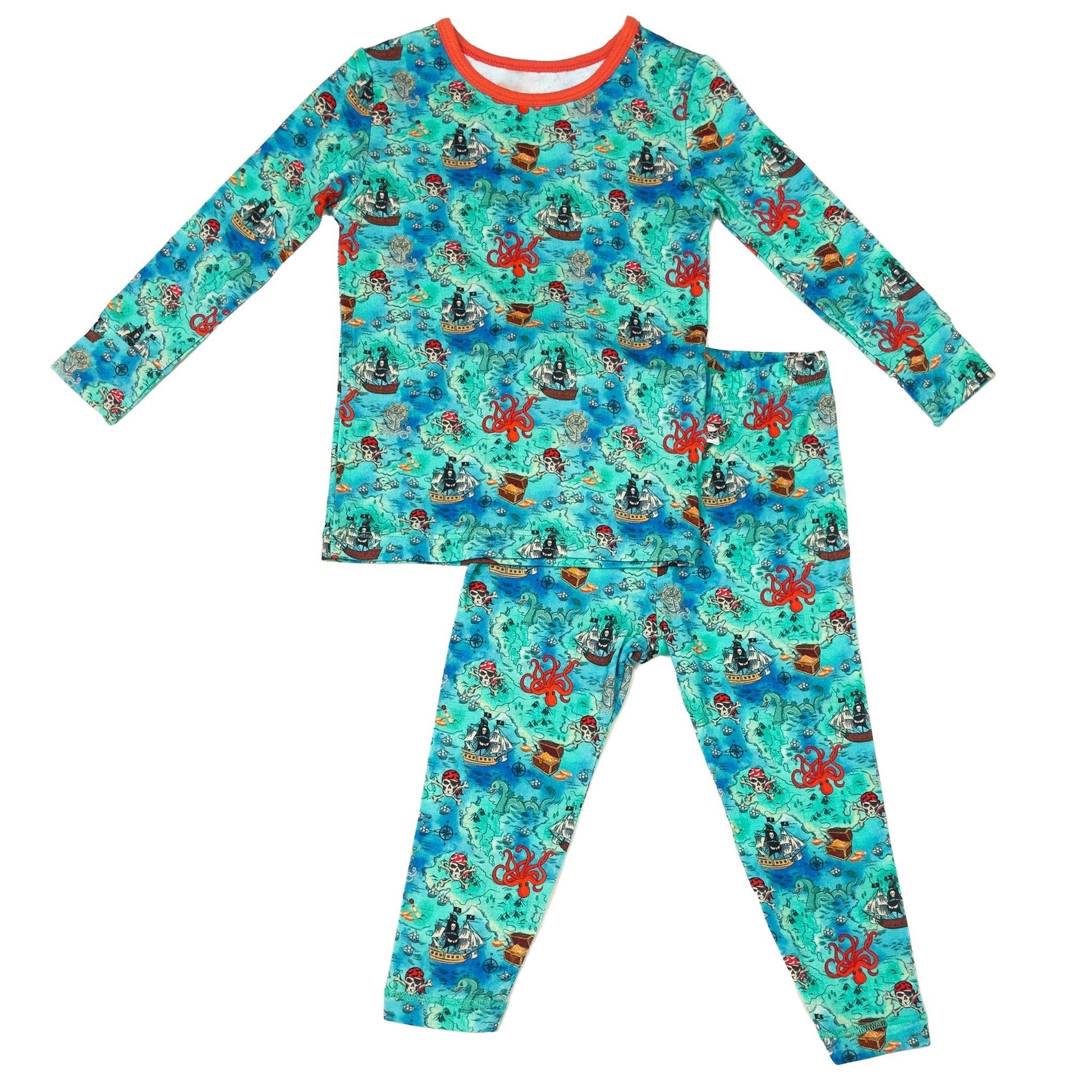 Pirate High Seas Treasure Map Long Sleeve Pajama Set (18M - 12Y) - Mack & Harvie