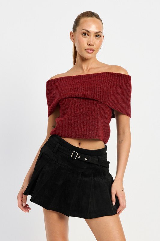 PLEATED SUEDE SKORT WITH BELT - Mack & Harvie