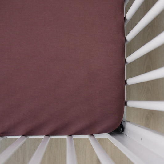 Plum Bamboo Stretch Crib Sheet - Mack & Harvie