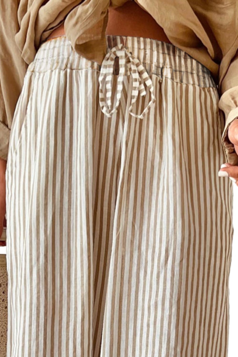 Pocketed Striped Wide Leg Pants - Mack & Harvie