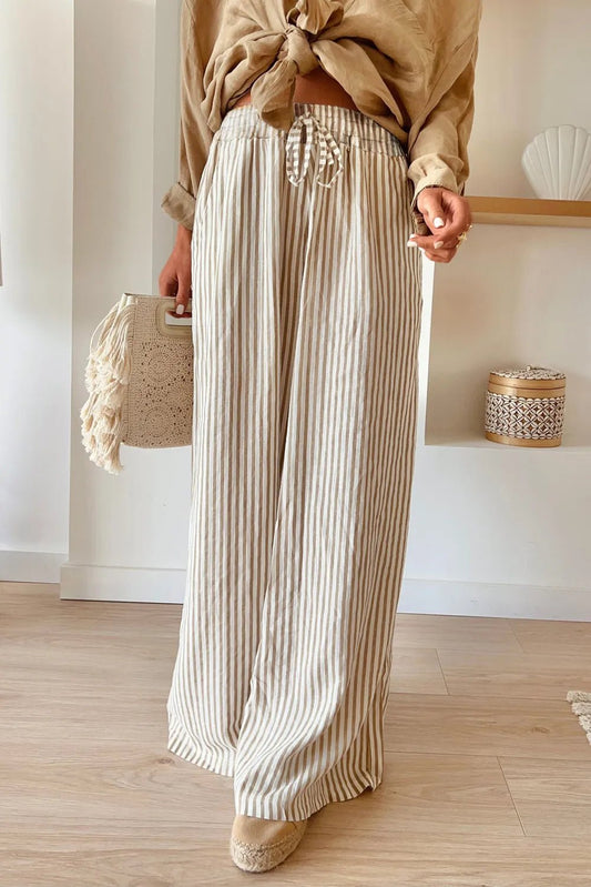 Pocketed Striped Wide Leg Pants - Mack & Harvie