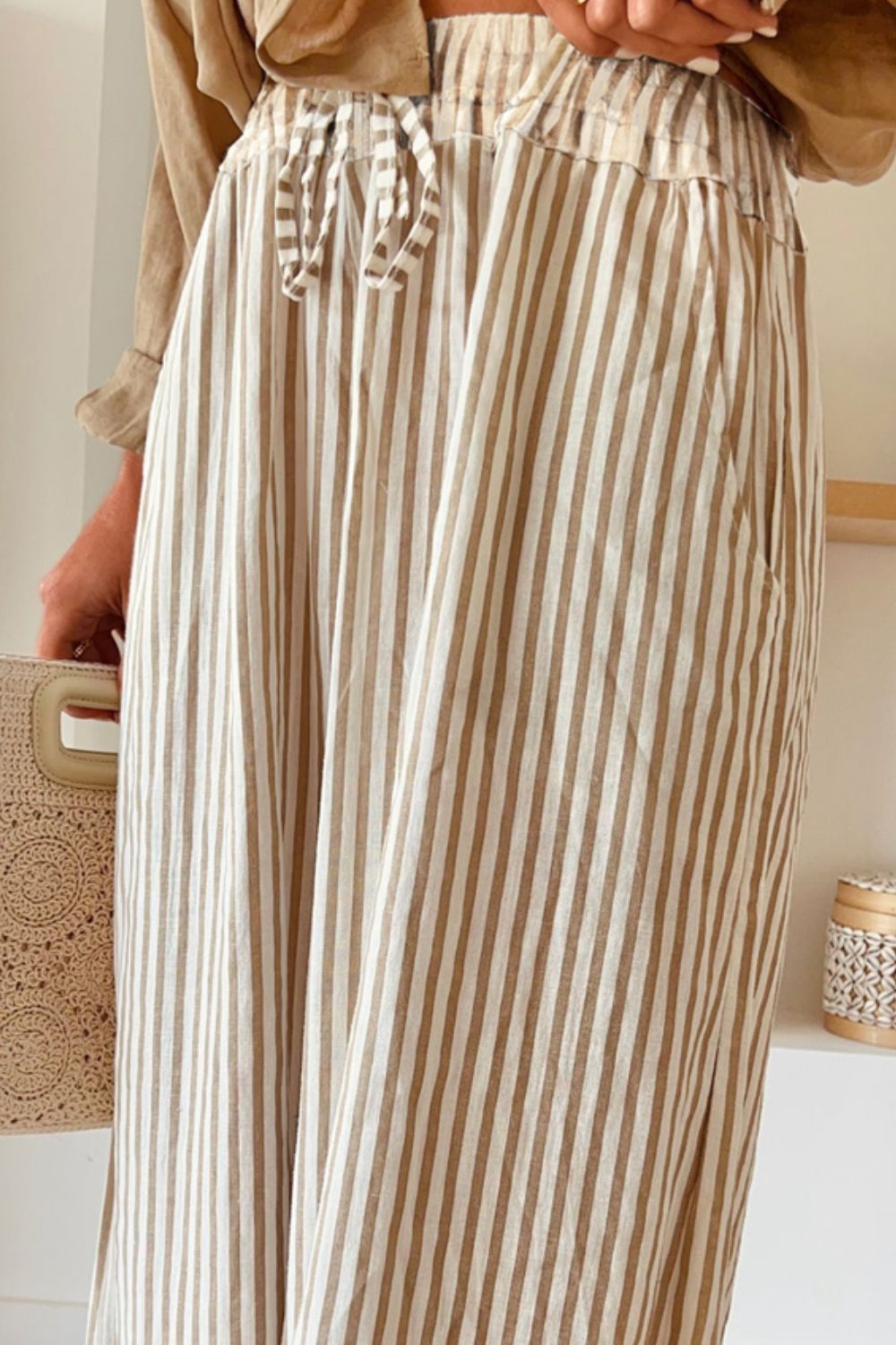 Pocketed Striped Wide Leg Pants - Mack & Harvie