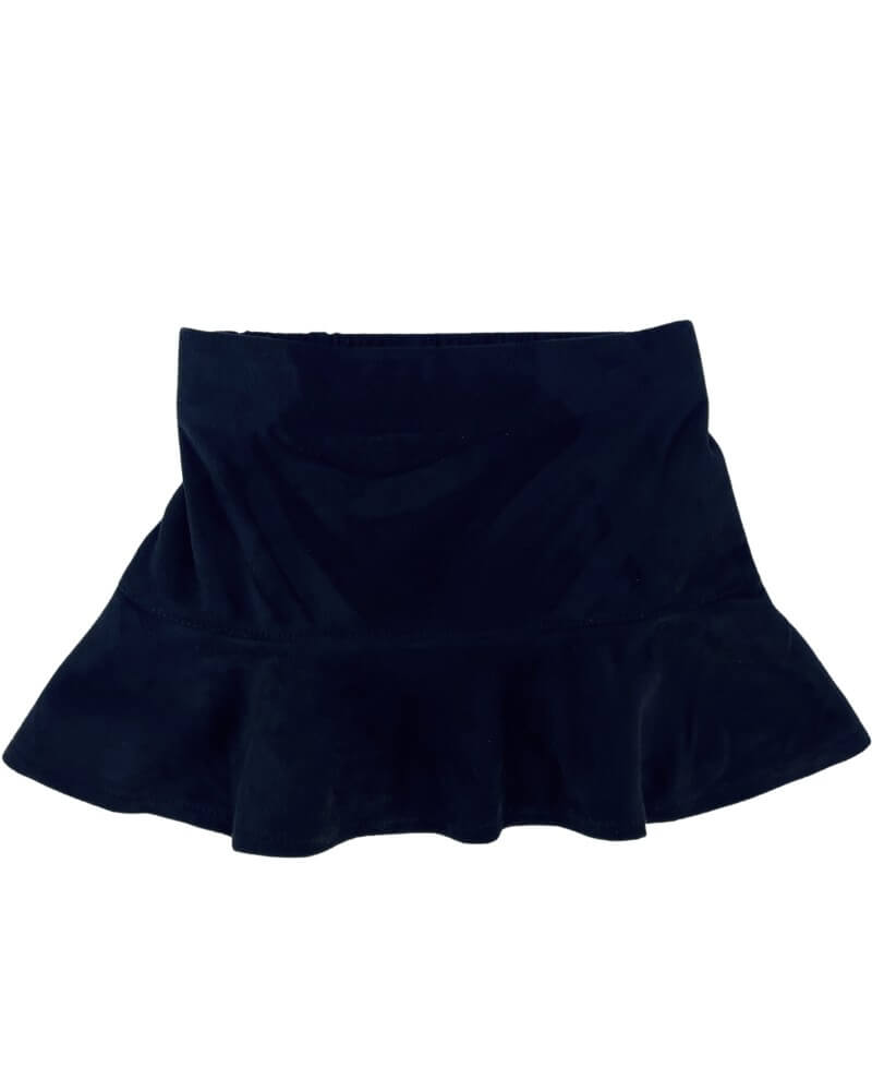 Polly Ruffle Hem Skirt - Black Suede - Mack & Harvie