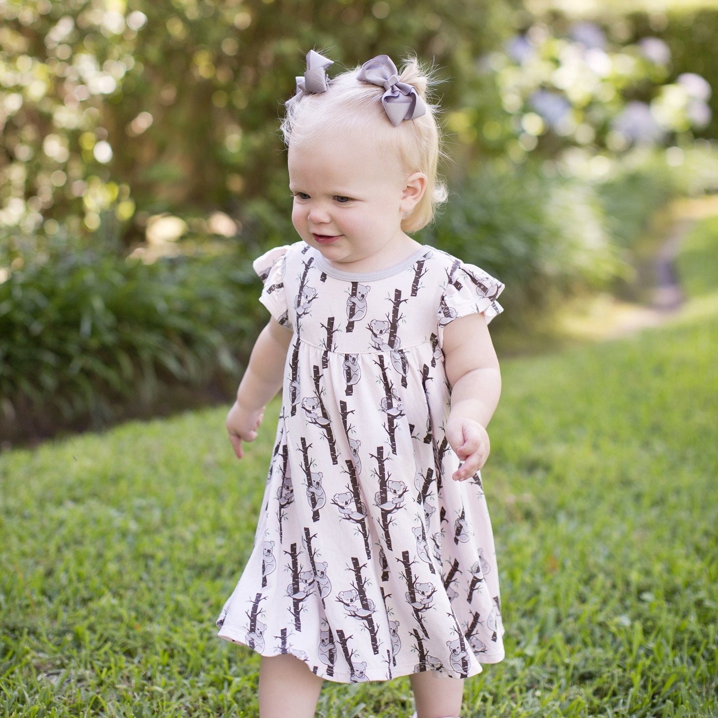 Powder Pink Koalas Twirling Dress (3M - 5Y) - Mack & Harvie