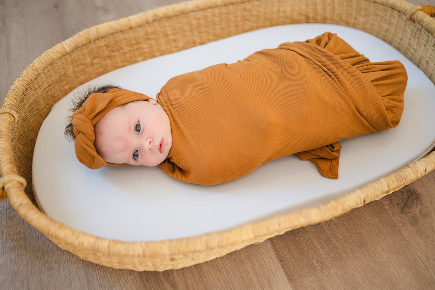 Bamboo Stretch Swaddle - Caramel Ribbed