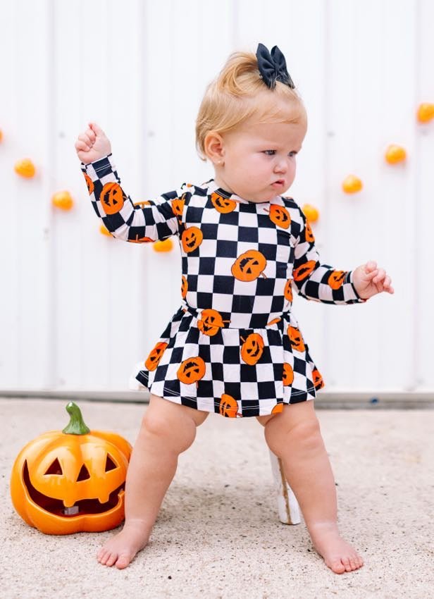 PUMPKIN CHECKMATE DREAM BODYSUIT DRESS - Mack & Harvie