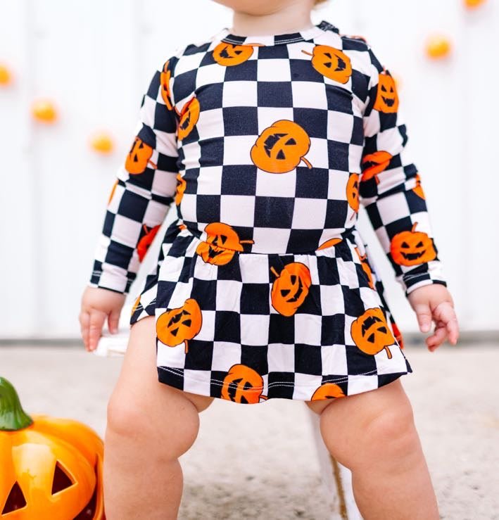 PUMPKIN CHECKMATE DREAM BODYSUIT DRESS - Mack & Harvie