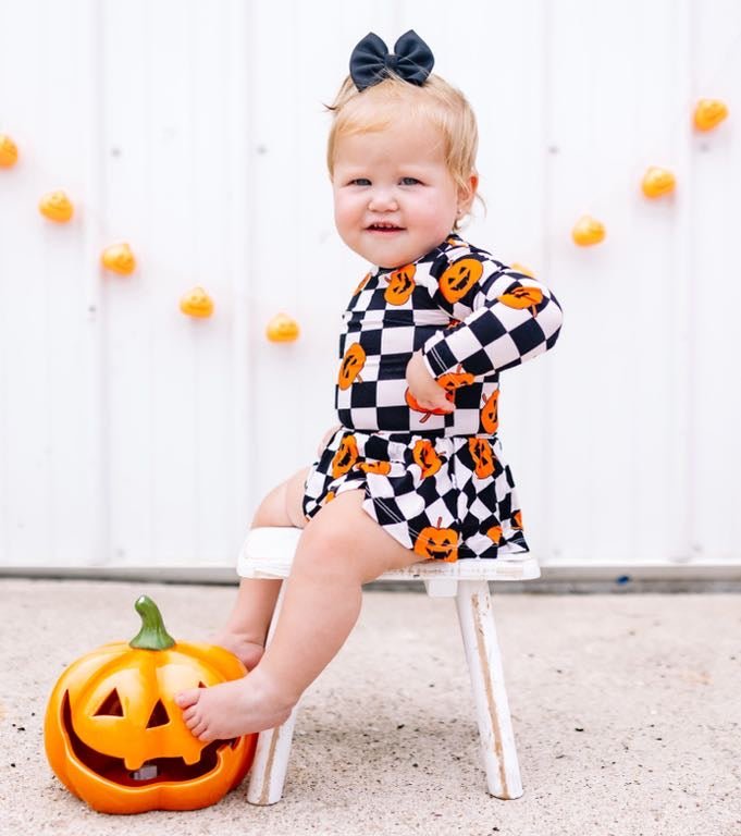 PUMPKIN CHECKMATE DREAM BODYSUIT DRESS - Mack & Harvie