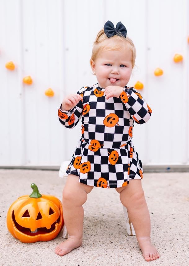 PUMPKIN CHECKMATE DREAM BODYSUIT DRESS - Mack & Harvie