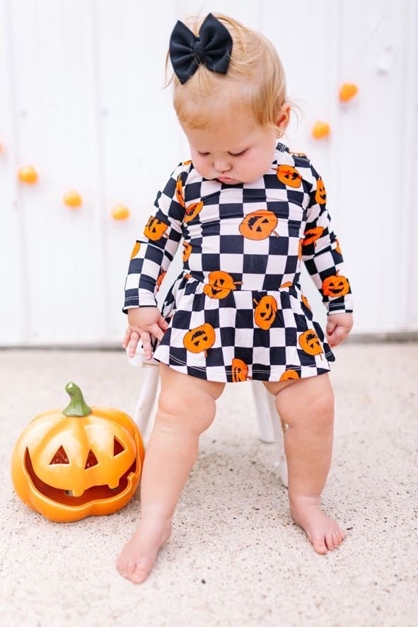 PUMPKIN CHECKMATE DREAM BODYSUIT DRESS - Mack & Harvie