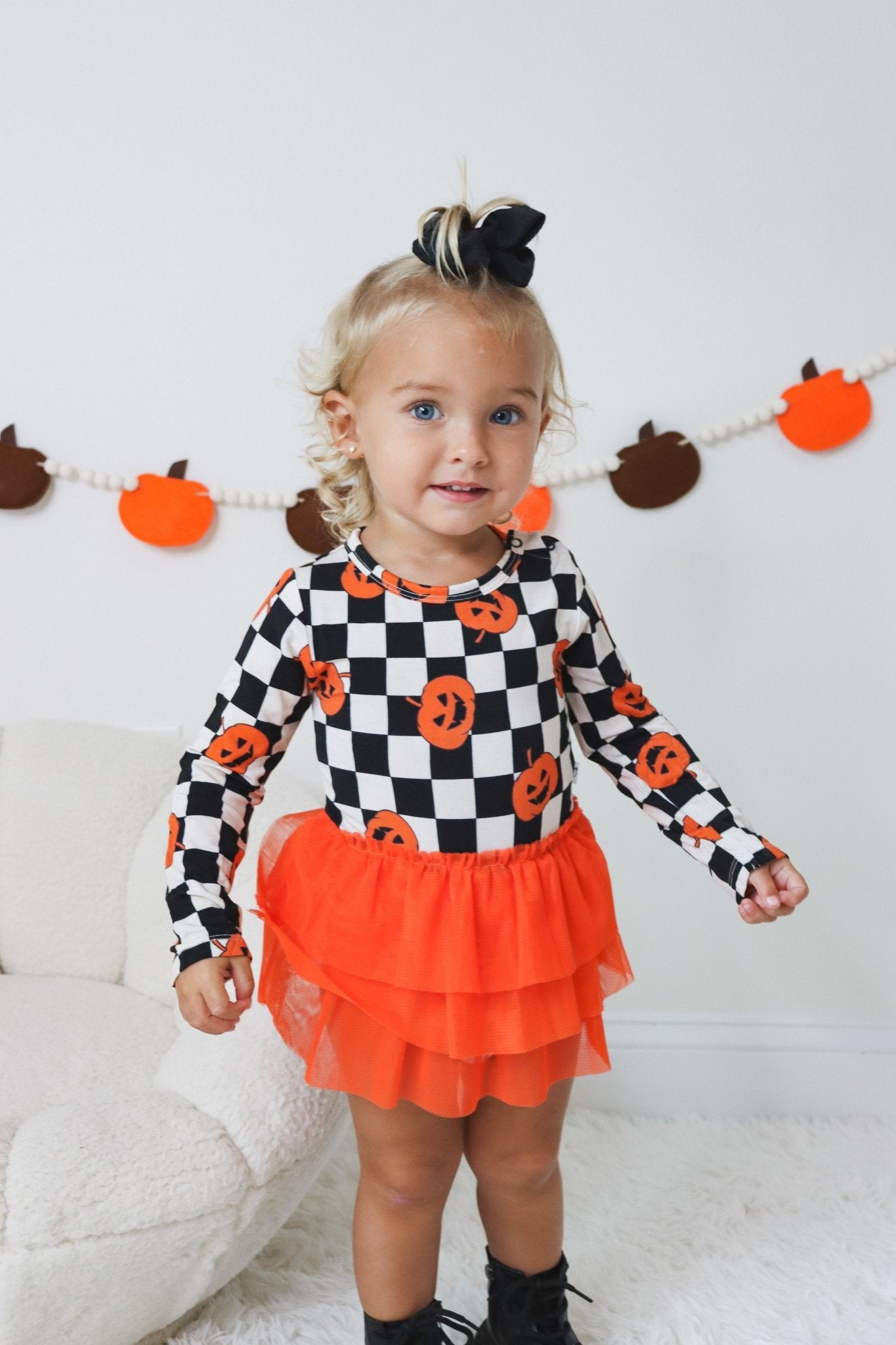 PUMPKIN CHECKMATE DREAM TUTU BODYSUIT DRESS - Mack & Harvie