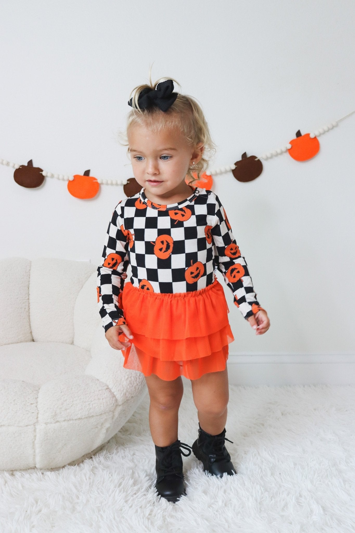 PUMPKIN CHECKMATE DREAM TUTU BODYSUIT DRESS - Mack & Harvie