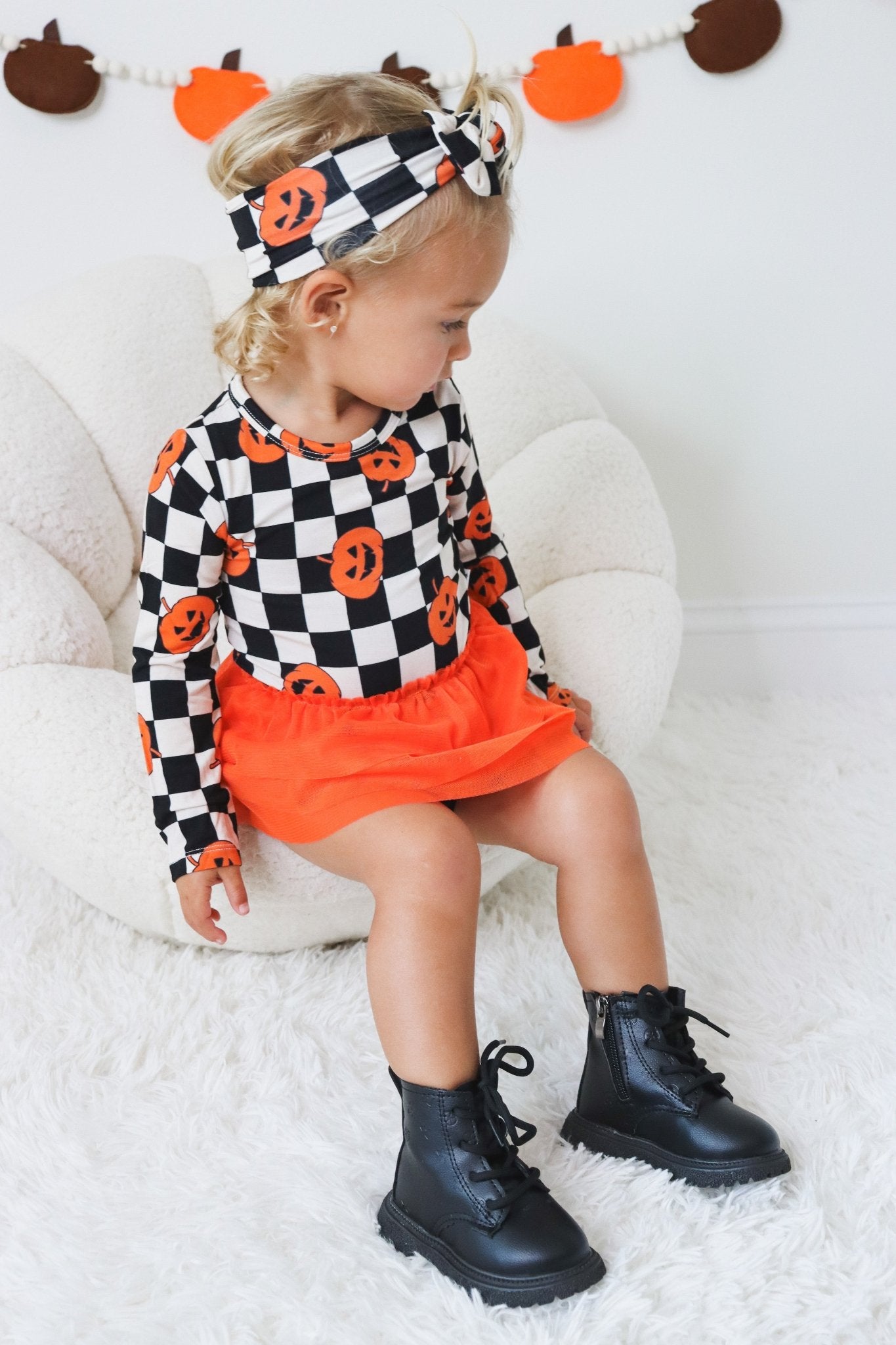 PUMPKIN CHECKMATE DREAM TUTU BODYSUIT DRESS - Mack & Harvie