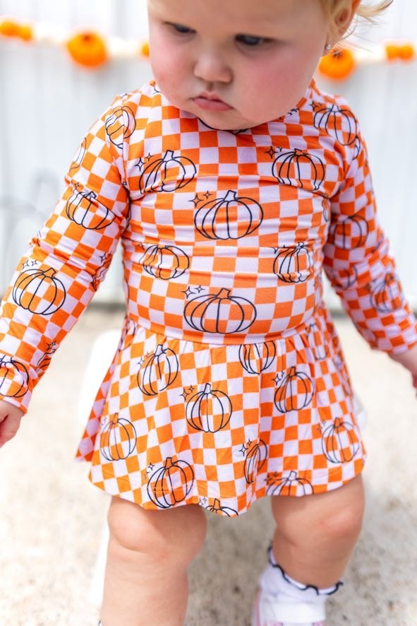 PUMPKIN CHECKS DREAM BODYSUIT DRESS - Mack & Harvie