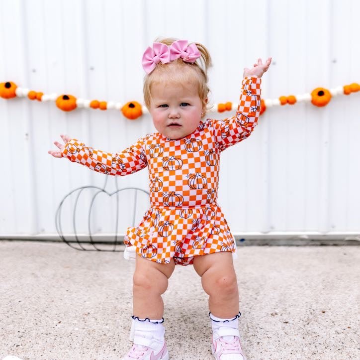 PUMPKIN CHECKS DREAM BODYSUIT DRESS - Mack & Harvie