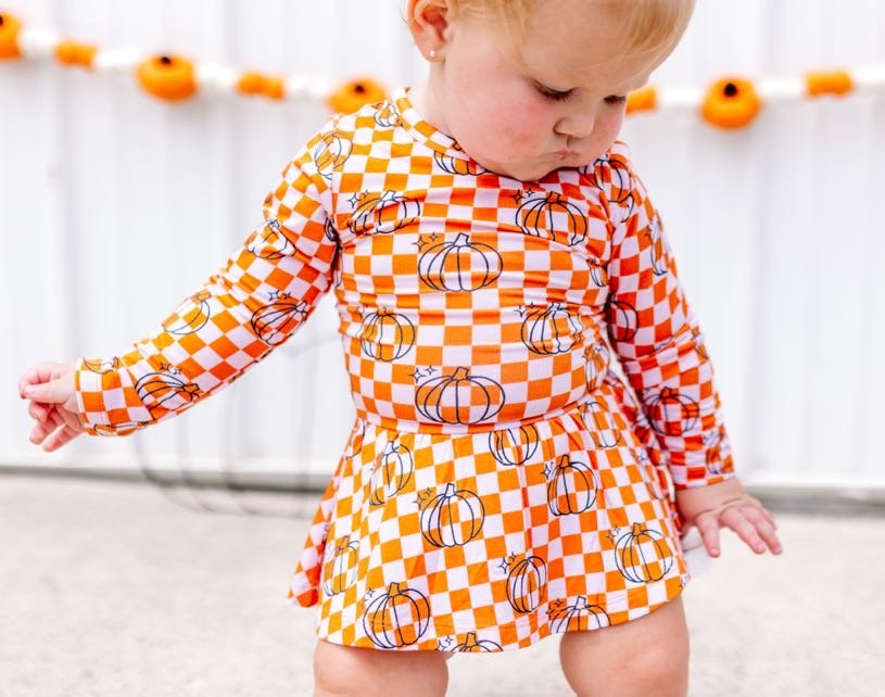 PUMPKIN CHECKS DREAM BODYSUIT DRESS - Mack & Harvie