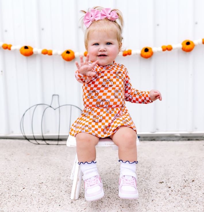 PUMPKIN CHECKS DREAM BODYSUIT DRESS - Mack & Harvie