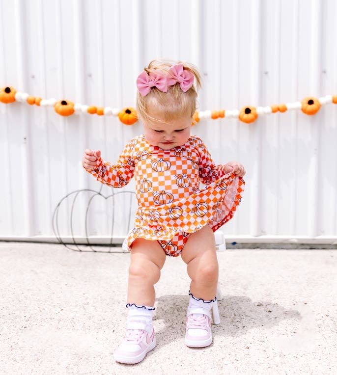 PUMPKIN CHECKS DREAM BODYSUIT DRESS - Mack & Harvie