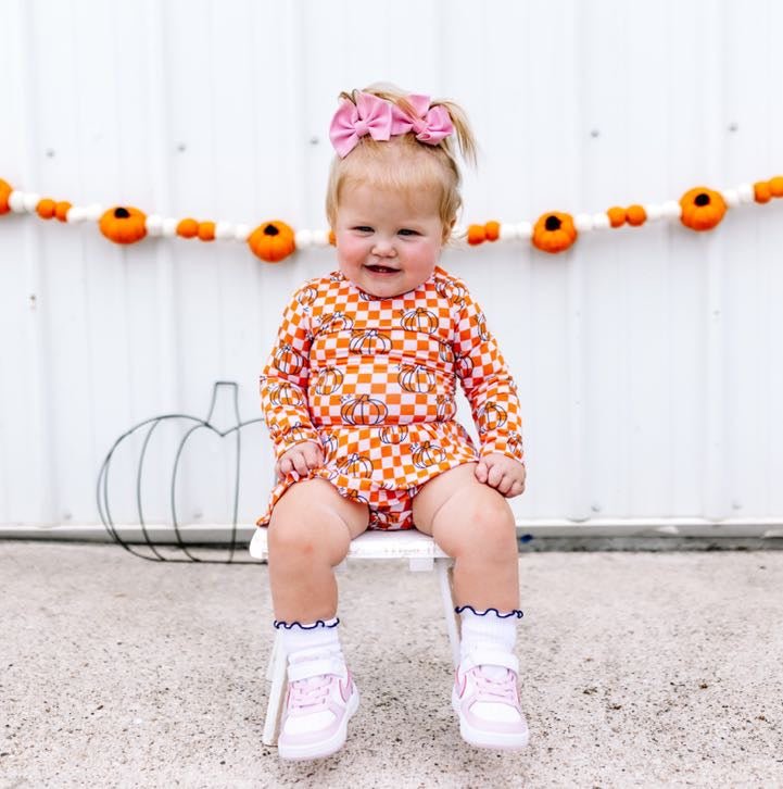 PUMPKIN CHECKS DREAM BODYSUIT DRESS - Mack & Harvie