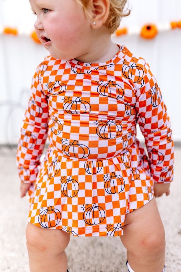 PUMPKIN CHECKS DREAM BODYSUIT DRESS - Mack & Harvie