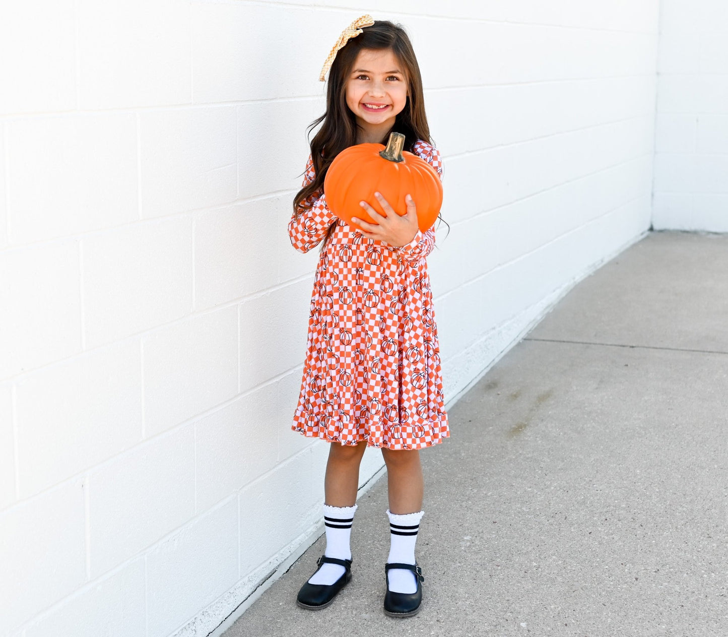 PUMPKIN CHECKS DREAM RUFFLE DRESS - Mack & Harvie