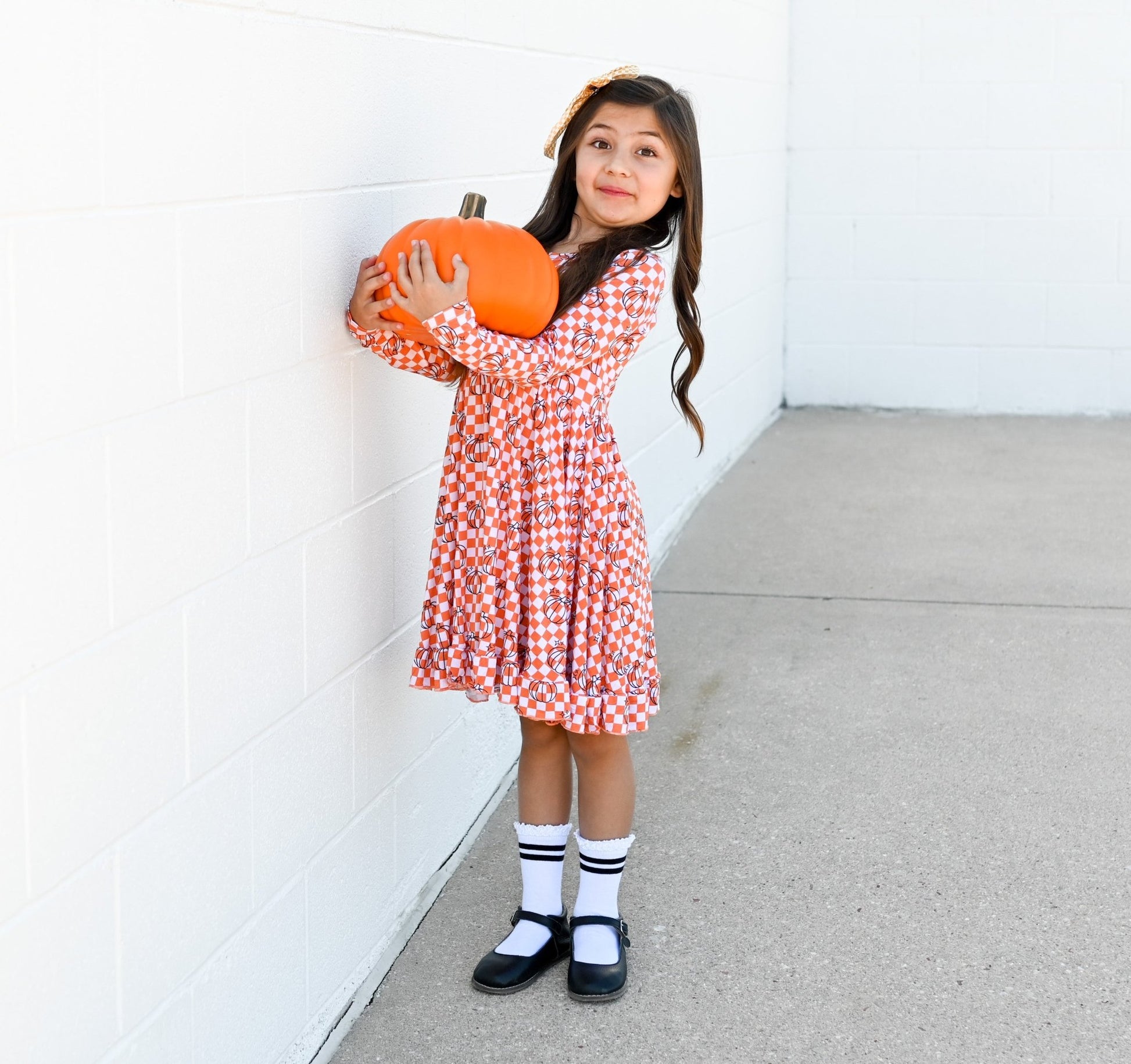 PUMPKIN CHECKS DREAM RUFFLE DRESS - Mack & Harvie