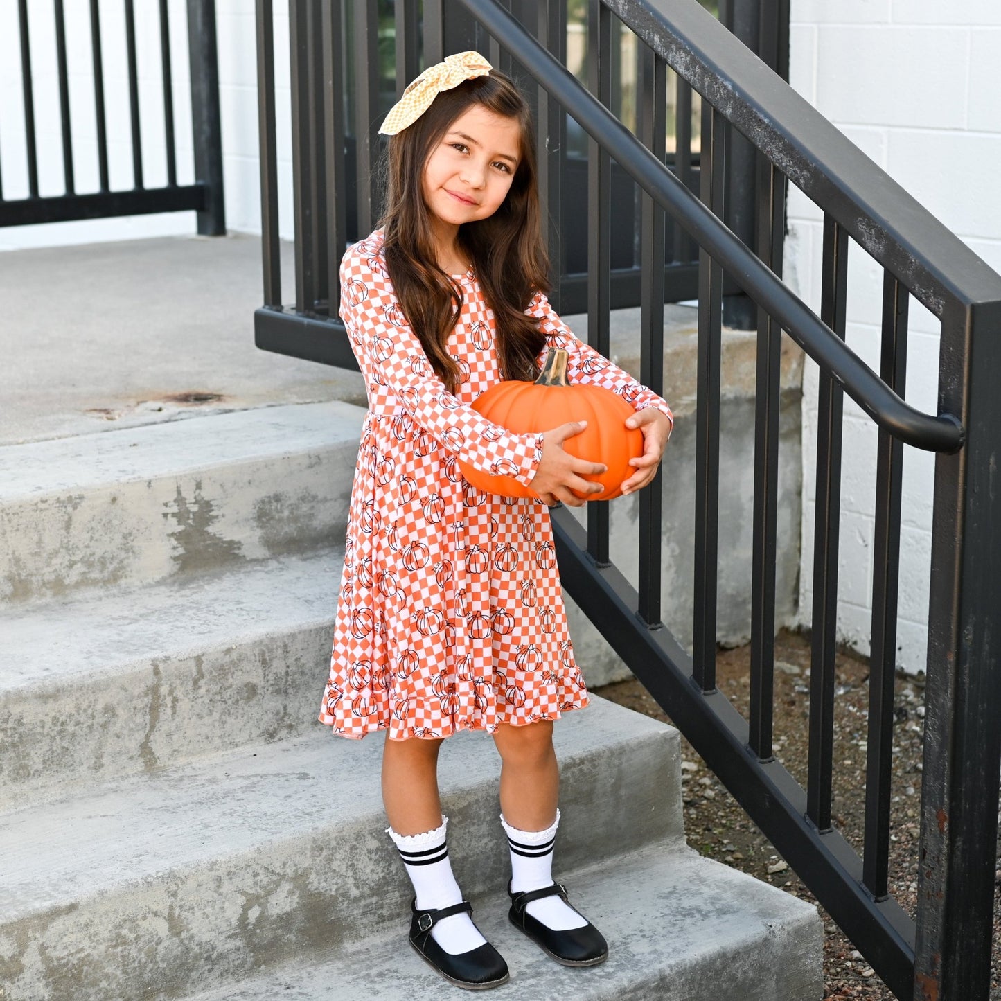 PUMPKIN CHECKS DREAM RUFFLE DRESS - Mack & Harvie