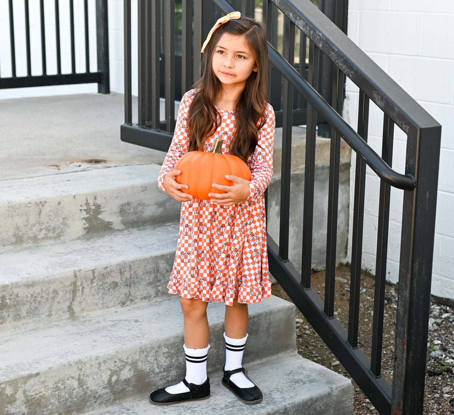 PUMPKIN CHECKS DREAM RUFFLE DRESS - Mack & Harvie