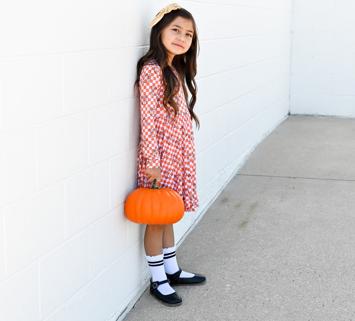 PUMPKIN CHECKS DREAM RUFFLE DRESS - Mack & Harvie