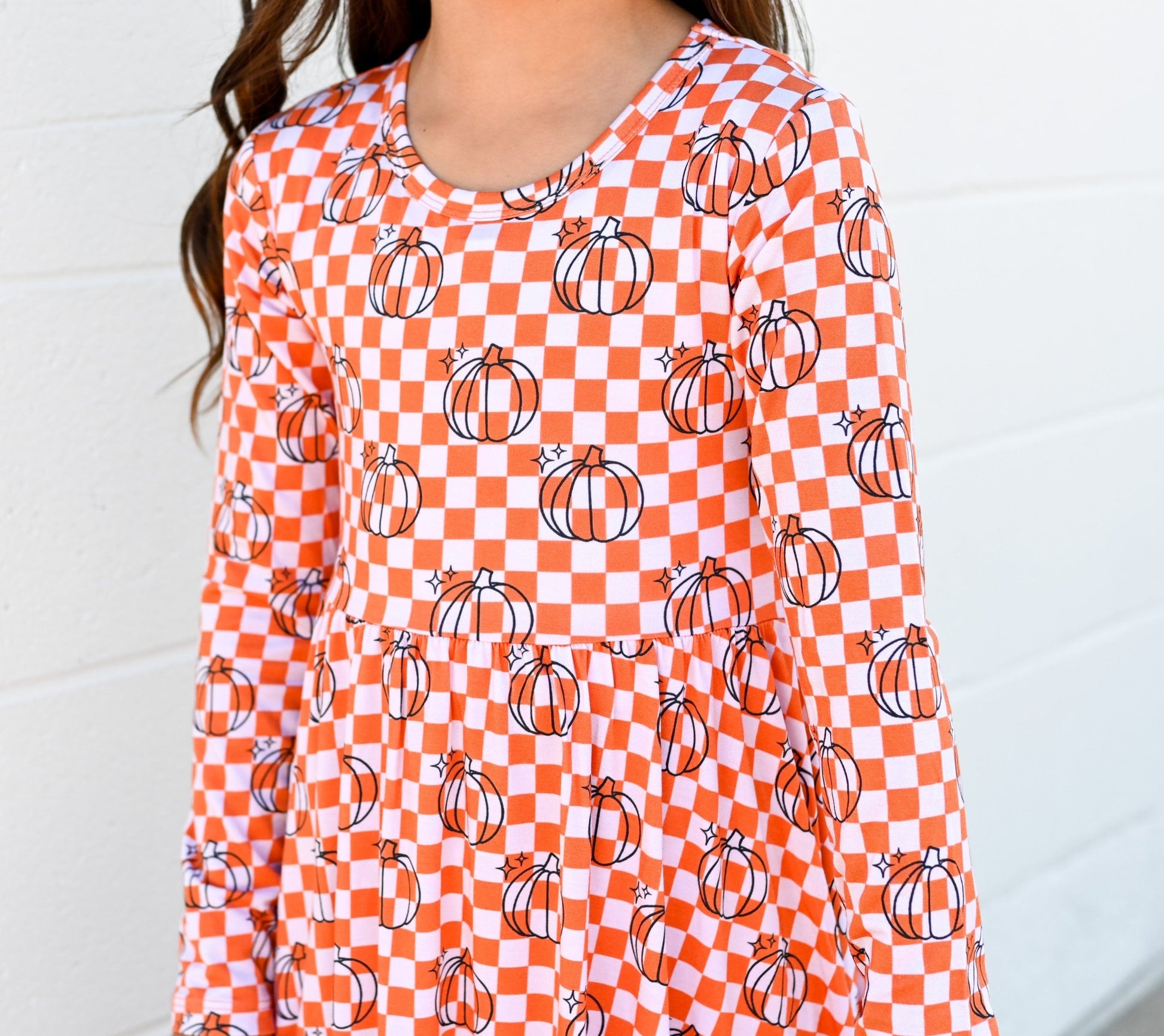 PUMPKIN CHECKS DREAM RUFFLE DRESS - Mack & Harvie