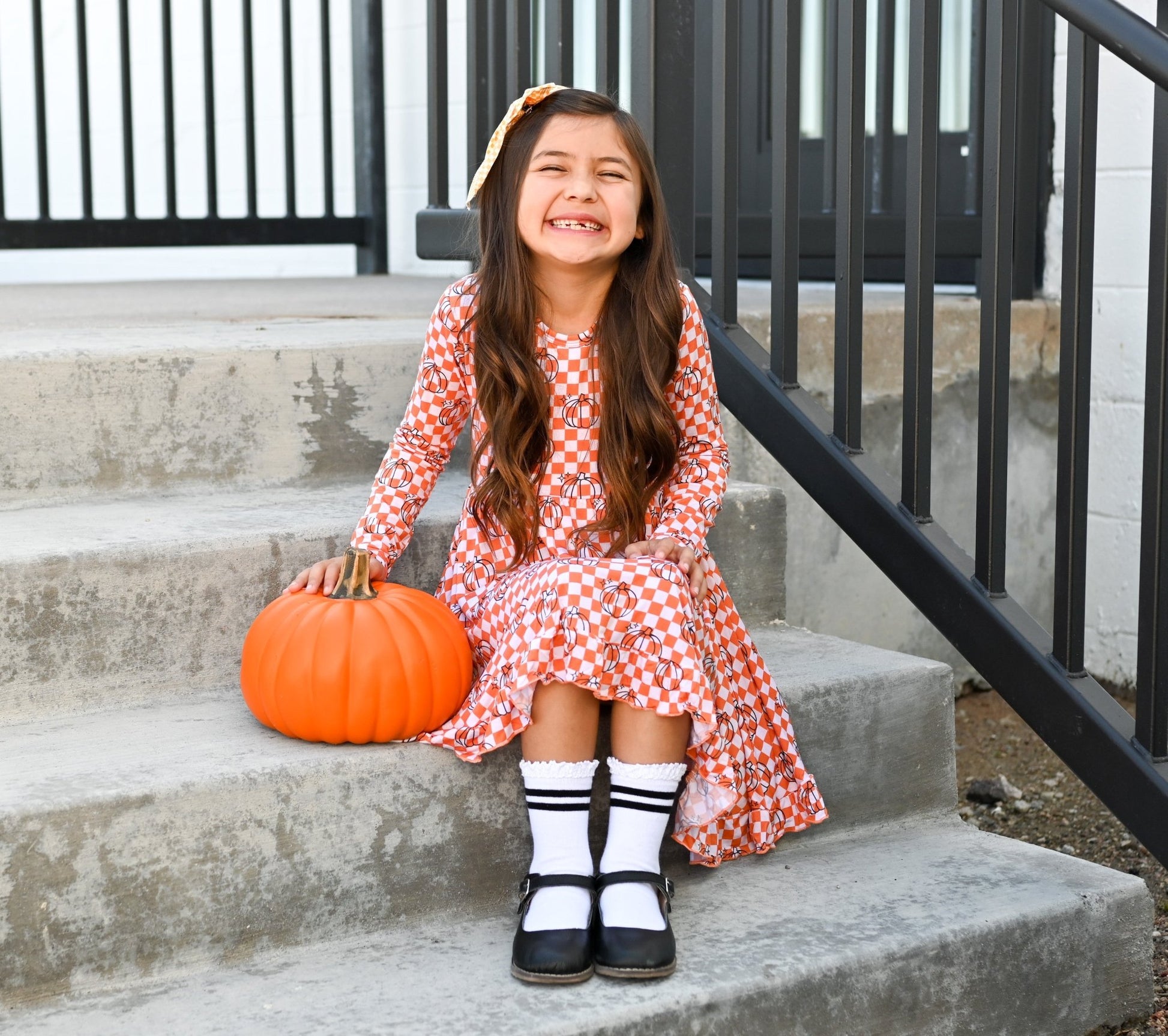 PUMPKIN CHECKS DREAM RUFFLE DRESS - Mack & Harvie