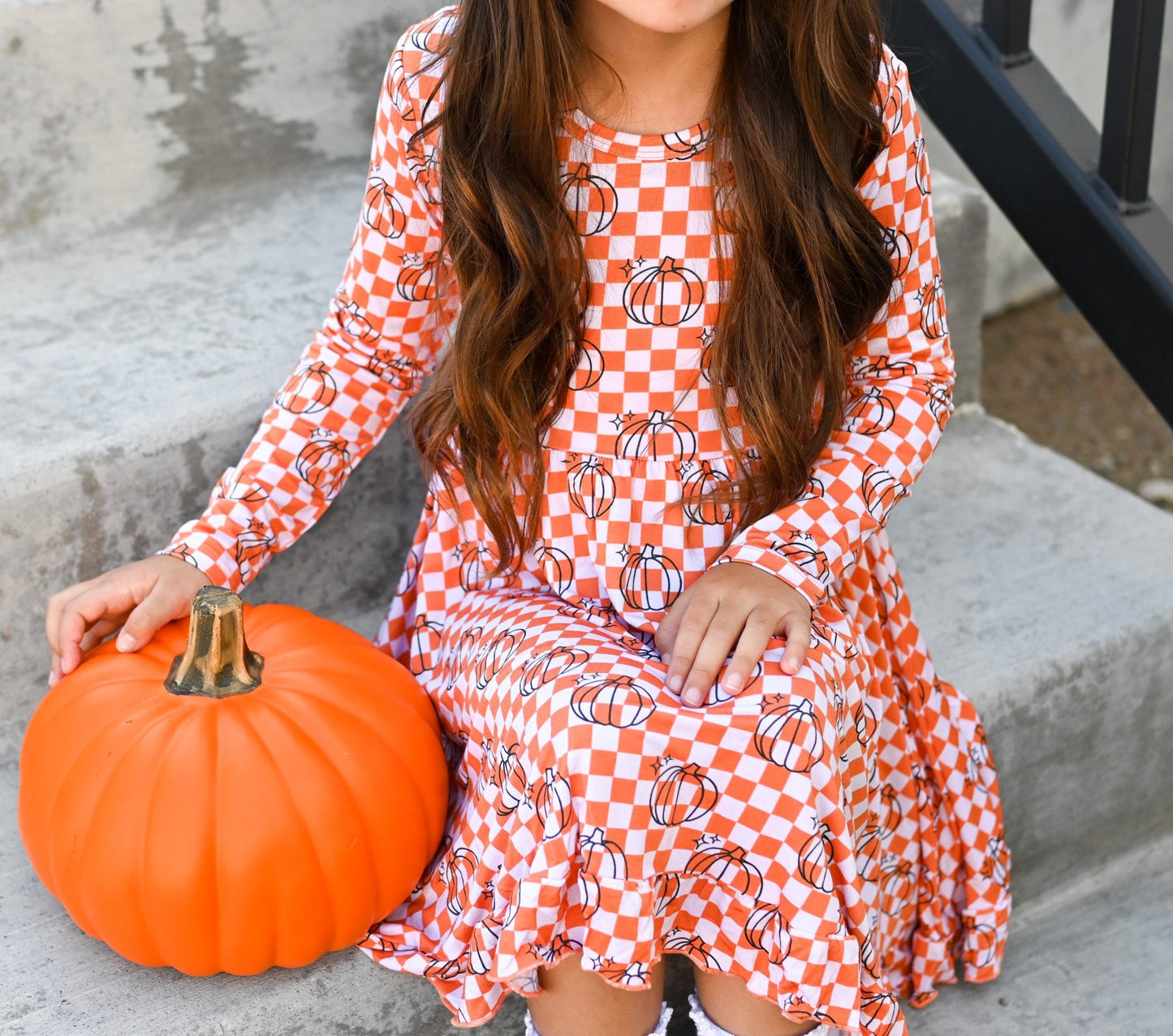 PUMPKIN CHECKS DREAM RUFFLE DRESS - Mack & Harvie