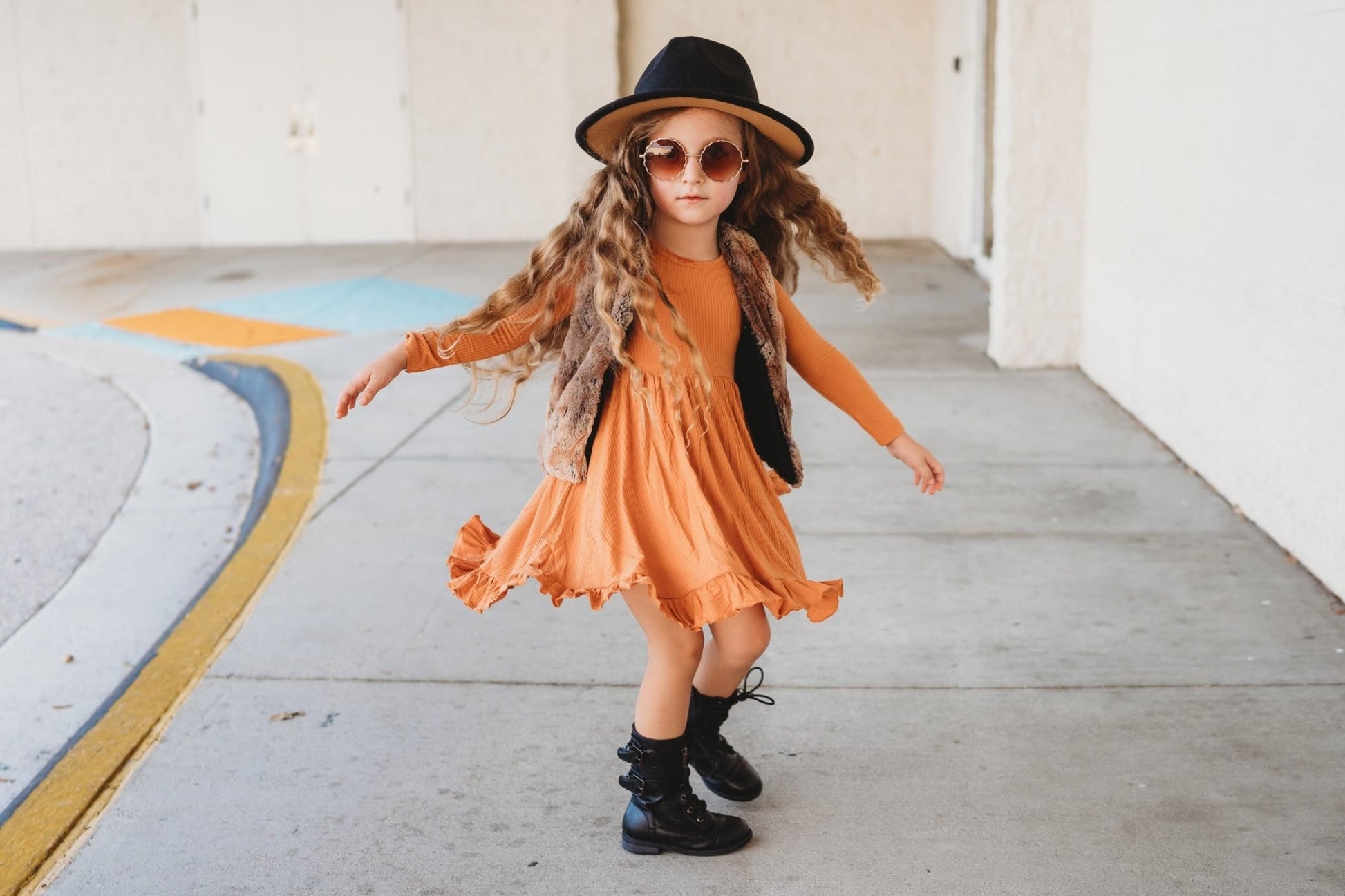 PUMPKIN RIB DREAM RUFFLE DRESS - Mack & Harvie