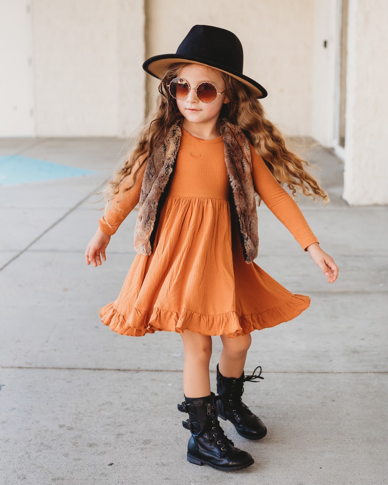 PUMPKIN RIB DREAM RUFFLE DRESS - Mack & Harvie