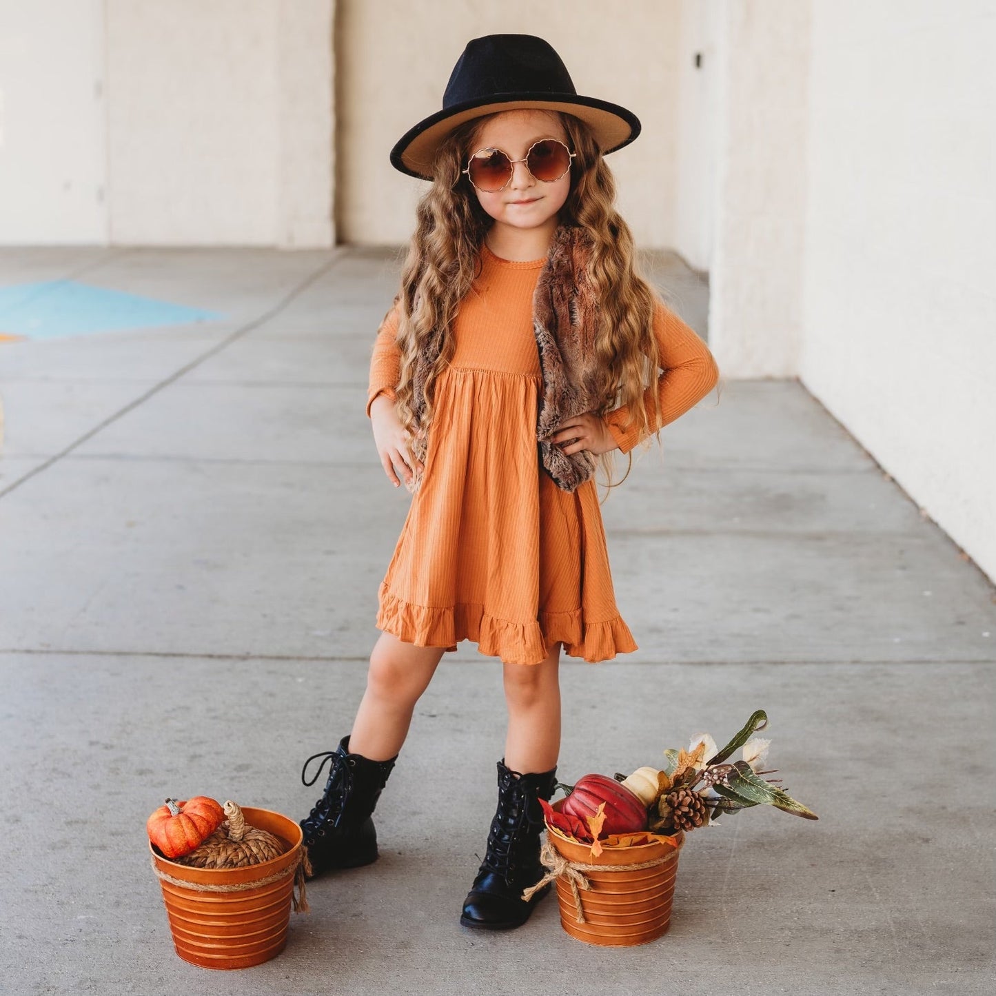 PUMPKIN RIB DREAM RUFFLE DRESS - Mack & Harvie