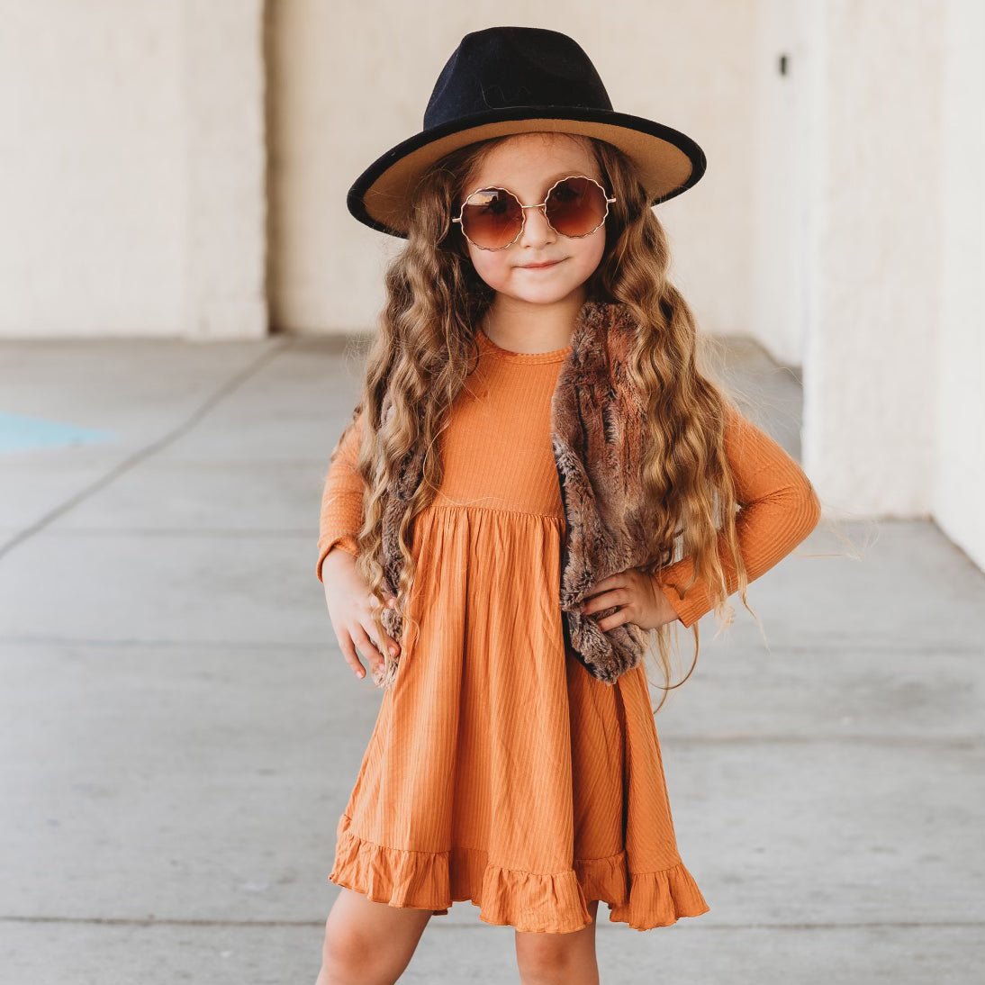 PUMPKIN RIB DREAM RUFFLE DRESS - Mack & Harvie