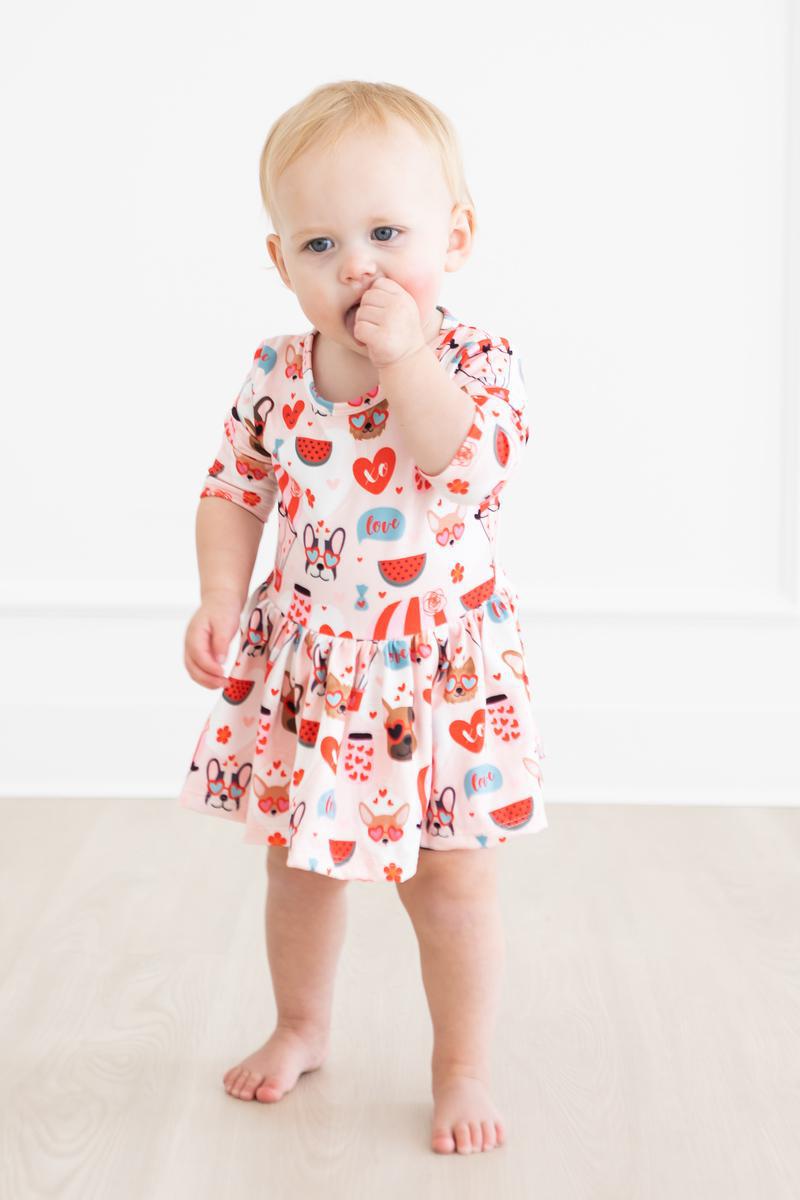 Puppy Love 3/4 Sleeve Twirl Bodysuit - Mack & Harvie