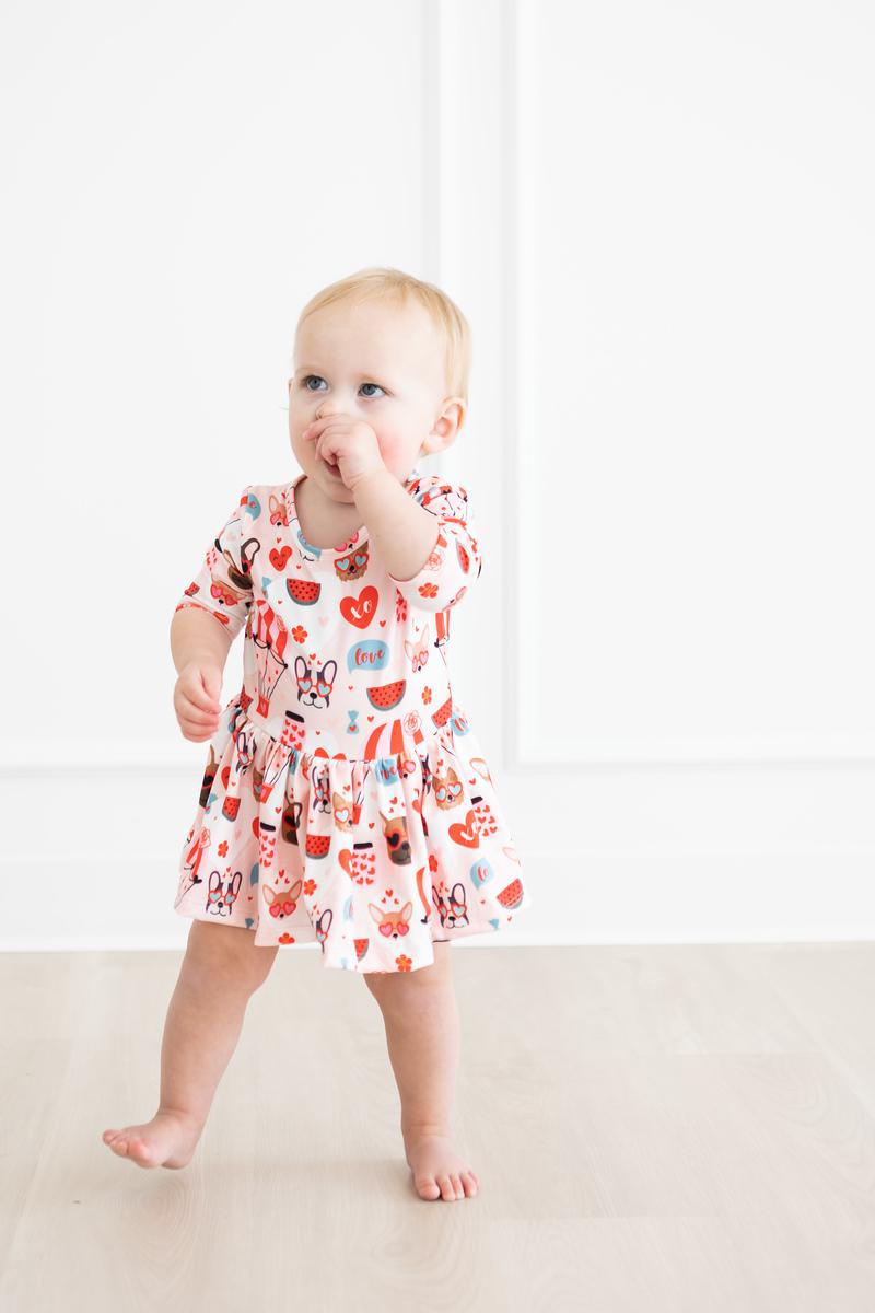 Puppy Love 3/4 Sleeve Twirl Bodysuit - Mack & Harvie